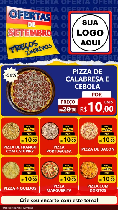 Modelo de Rede Social para Stories com o tema Ofertas de Setembro - Preços Incríveis para Pizzaria