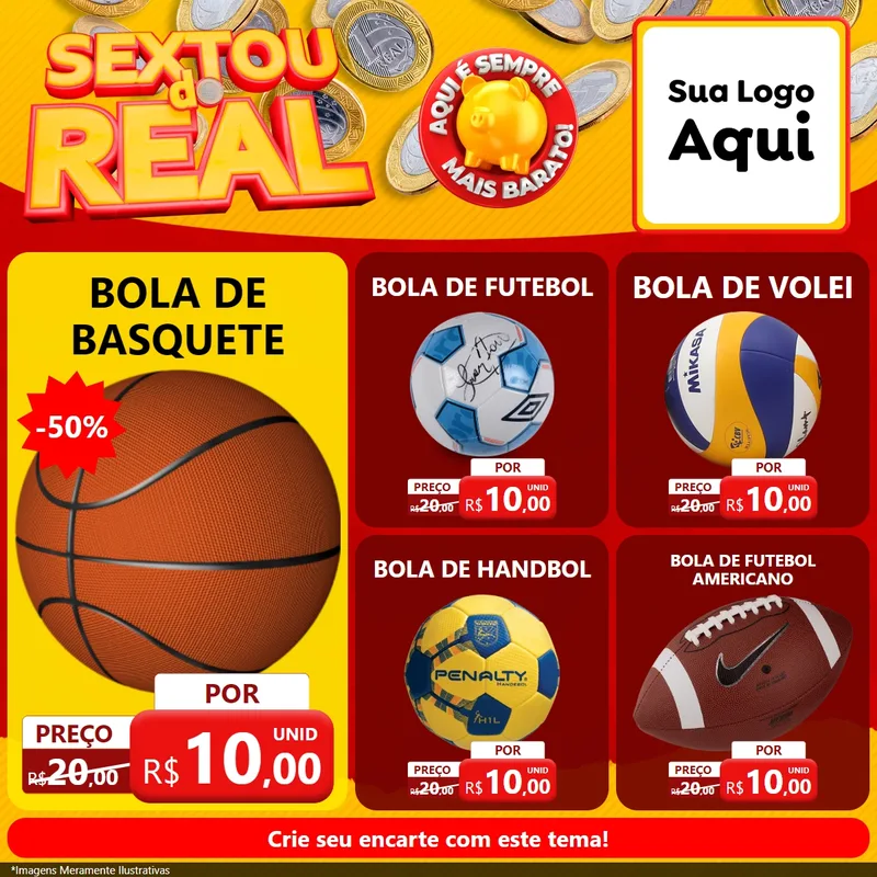 Modelo de Rede Social para Feed Facebook com o tema Sextou do Real para Artigos Esportivos