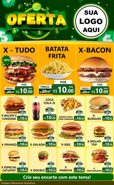 Modelo de Encarte para Encarte Grande com o tema Oferta para Hamburgueria