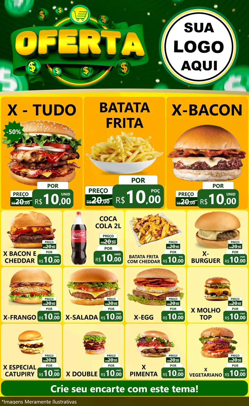 Modelo de Encarte para Encarte Grande com o tema Oferta para Hamburgueria