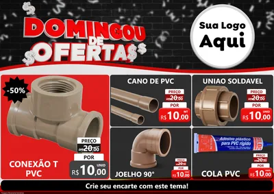 Modelo de Encarte para Encarte A4 Horizontal com o tema Domingou de Ofertas para Tubos e conexões