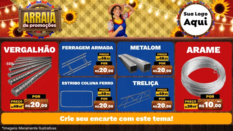 Modelo de TV para TV Horizontal com o tema Arraiá de Promoções para Ferragens