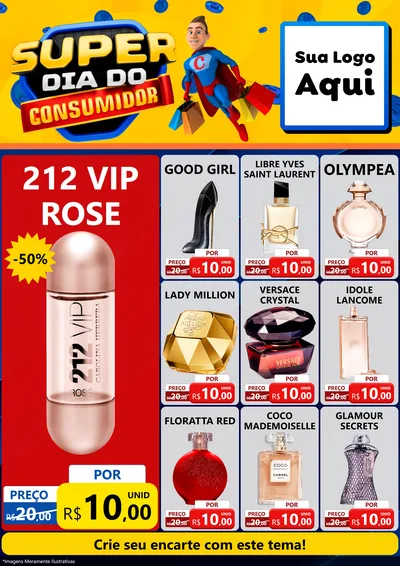 Modelo de Encarte para Encarte A4 Vertical com o tema Super Dia do Consumidor para Perfumes