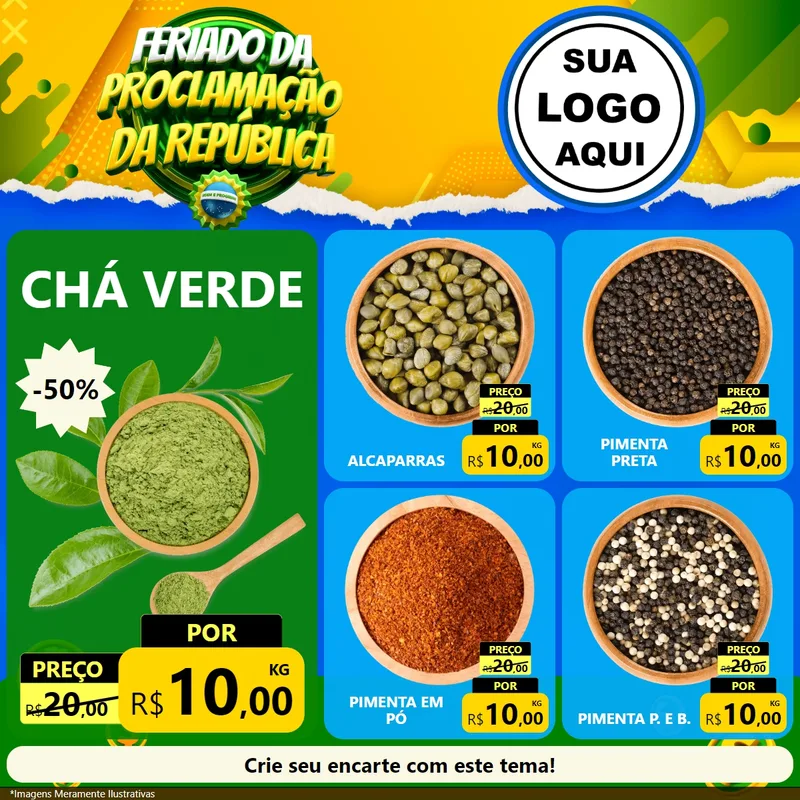 Modelo de Rede Social para Feed Facebook com o tema Feriado da Proclamação da República para Produtos Naturais