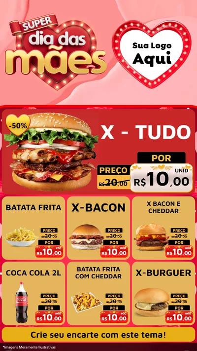 Modelo de Rede Social para Stories com o tema Super Dia Das Mães para Hamburgueria