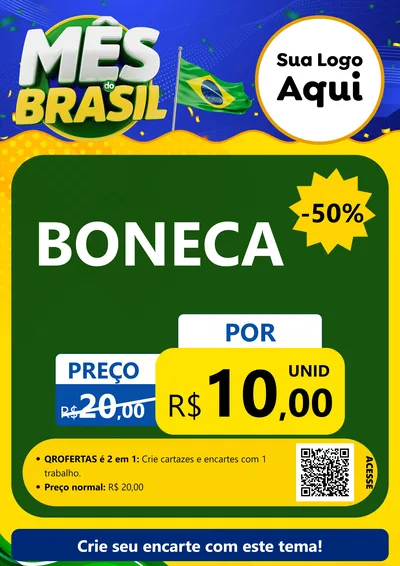 Modelo de Cartaz para Cartaz A4 Vertical com o tema Mês do Brasil para Brinquedos