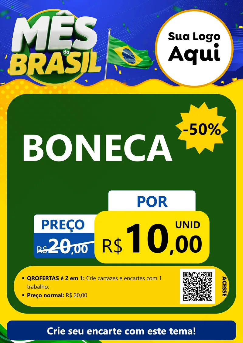 Modelo de Cartaz para Cartaz A4 Vertical com o tema Mês do Brasil para Brinquedos