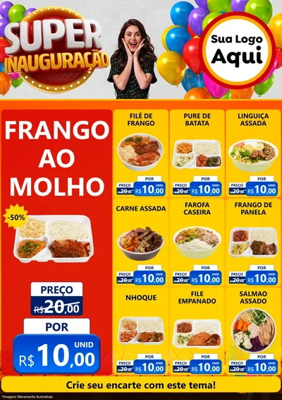 Modelo de Encarte para Encarte A4 Vertical com o tema Super Inauguração para Restaurante