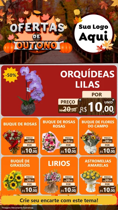Modelo de Rede Social para Stories com o tema Ofertas de Outono para Floricultura e jardim