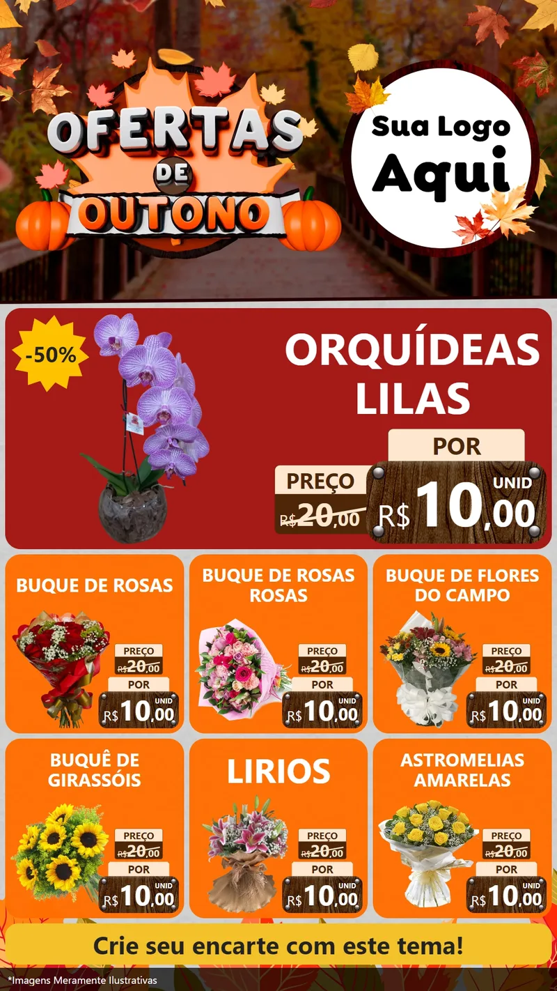 Modelo de Rede Social para Stories com o tema Ofertas de Outono para Floricultura e jardim