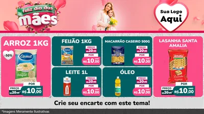 Modelo de TV para TV Horizontal com o tema Feliz Dia das Mães para Supermercado
