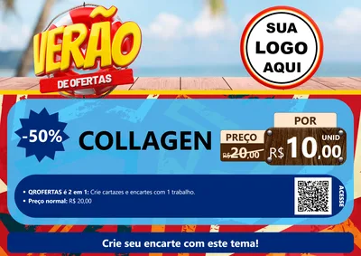Modelo de Cartaz para Cartaz A4 Horizontal com o tema Verão de Ofertas para Suplementos alimentares