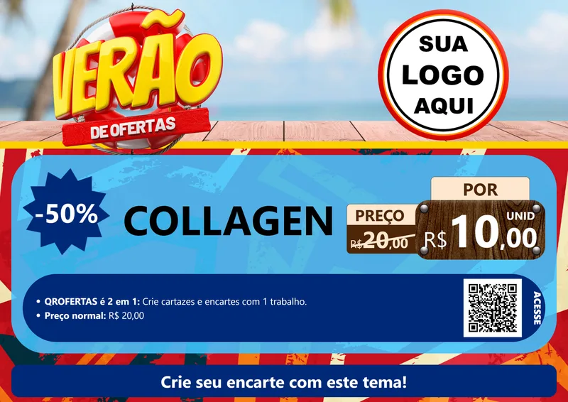 Modelo de Cartaz para Cartaz A4 Horizontal com o tema Verão de Ofertas para Suplementos alimentares