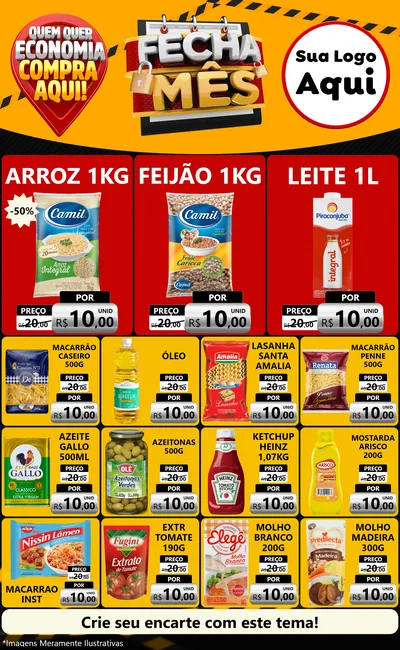 Modelo de Encarte para Encarte Grande com o tema Fecha Mês para Supermercado
