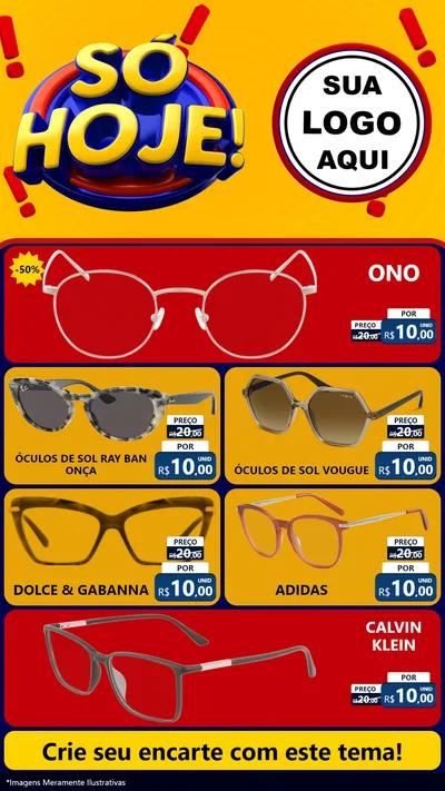Modelo de TV para TV Vertical com o tema Só Hoje! para Óticas