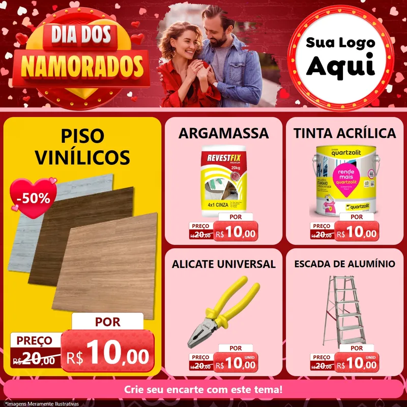Modelo de Rede Social para Feed Facebook com o tema Dia Dos Namorados para Material para Construção