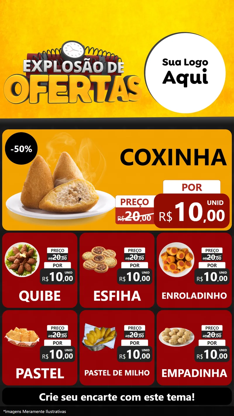 Modelo de Rede Social para Stories com o tema Explosão de Ofertas para Salgadaria
