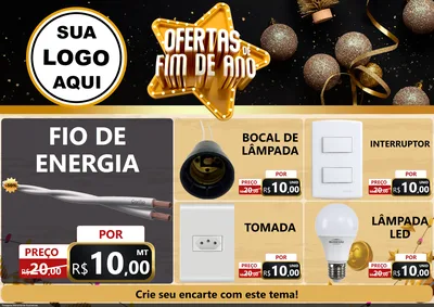 Modelo de Encarte para Encarte A4 Horizontal com o tema Ofertas de Fim de Ano para Materiais Elétricos
