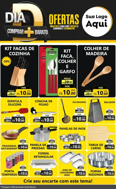Modelo de Encarte para Encarte Grande com o tema Dia D Mais Economia para Utilidades Domésticas