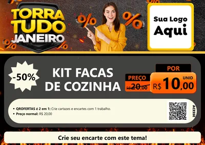 Modelo de Cartaz para Cartaz A4 Horizontal com o tema Torra Tudo Janeiro para Utilidades Domésticas