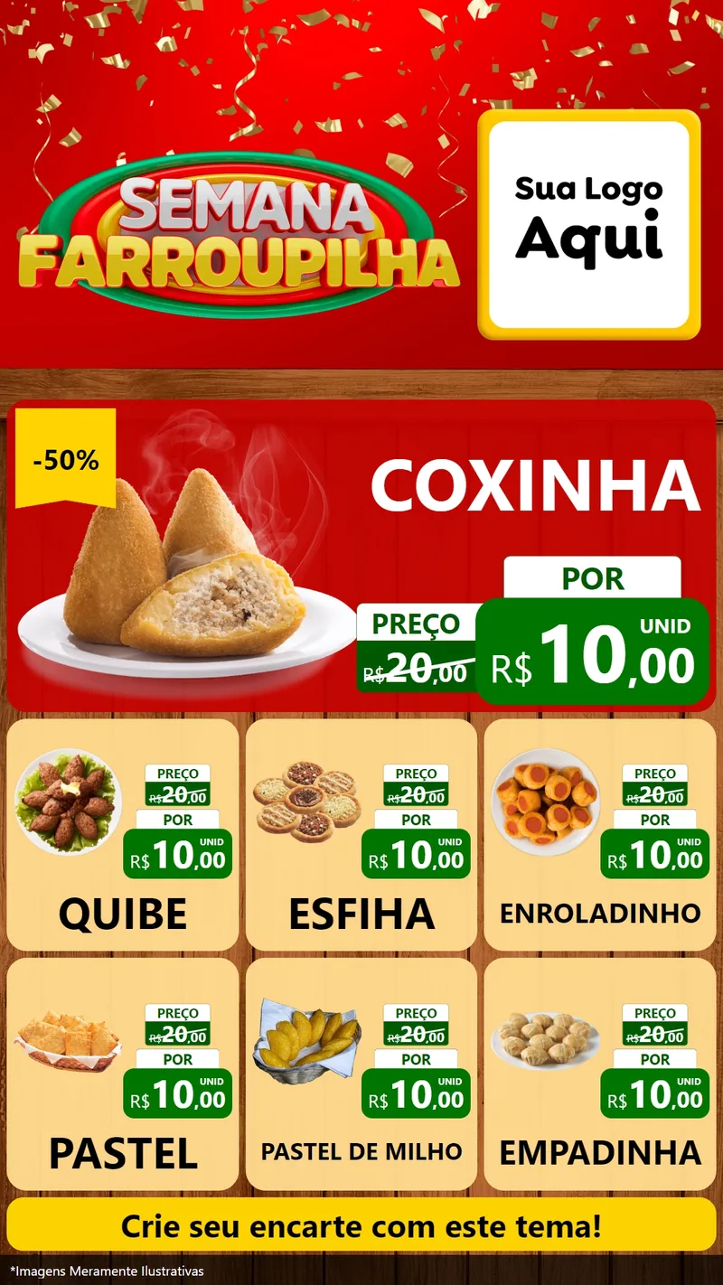 Modelo de Rede Social para Stories com o tema Semana Farroupilha para Salgadaria