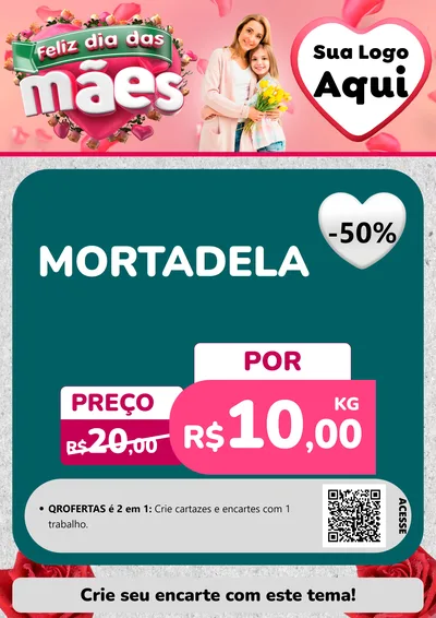 Modelo de Cartaz para Cartaz A4 Vertical com o tema Feliz Dia das Mães para Frios e Laticínios