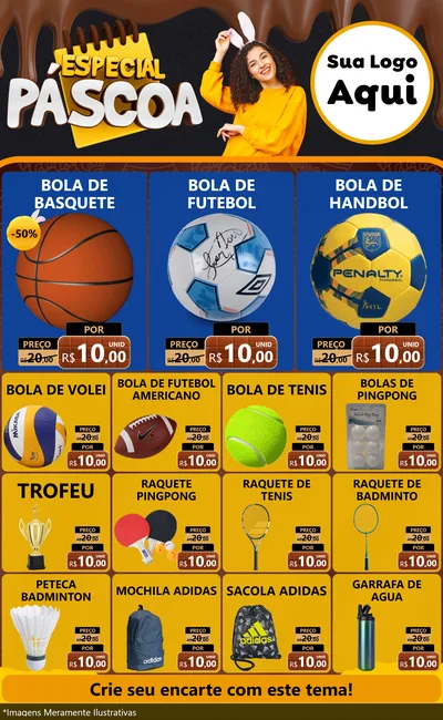 Modelo de Encarte para Encarte Grande com o tema Especial Páscoa para Artigos Esportivos