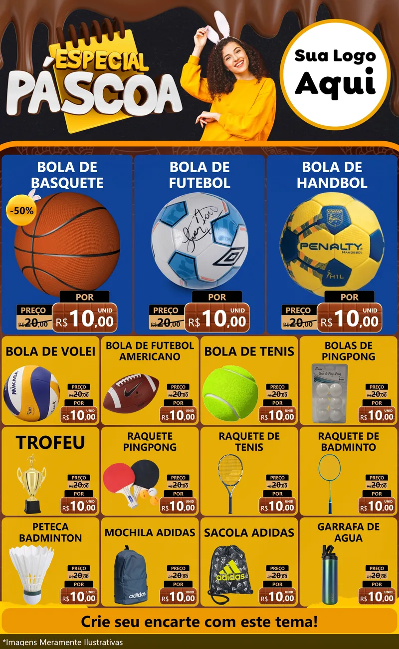 Modelo de Encarte para Encarte Grande com o tema Especial Páscoa para Artigos Esportivos