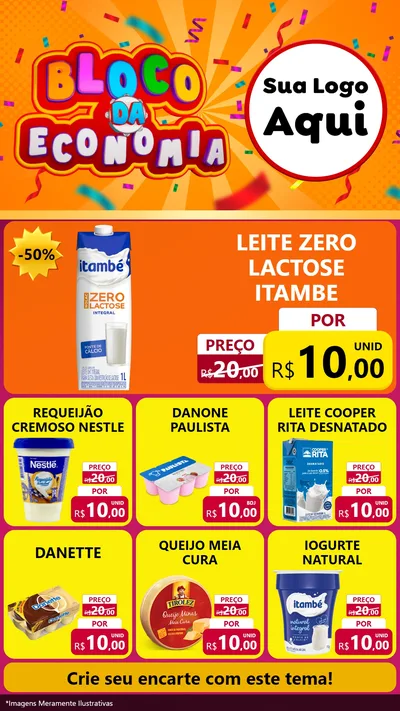 Modelo de Rede Social para Stories com o tema Bloco da Economia para Frios e Laticínios