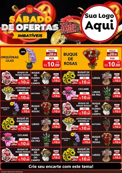 Modelo de Encarte para Encarte A4 Vertical com o tema Sábado de Ofertas Imbatíveis para Floricultura e jardim