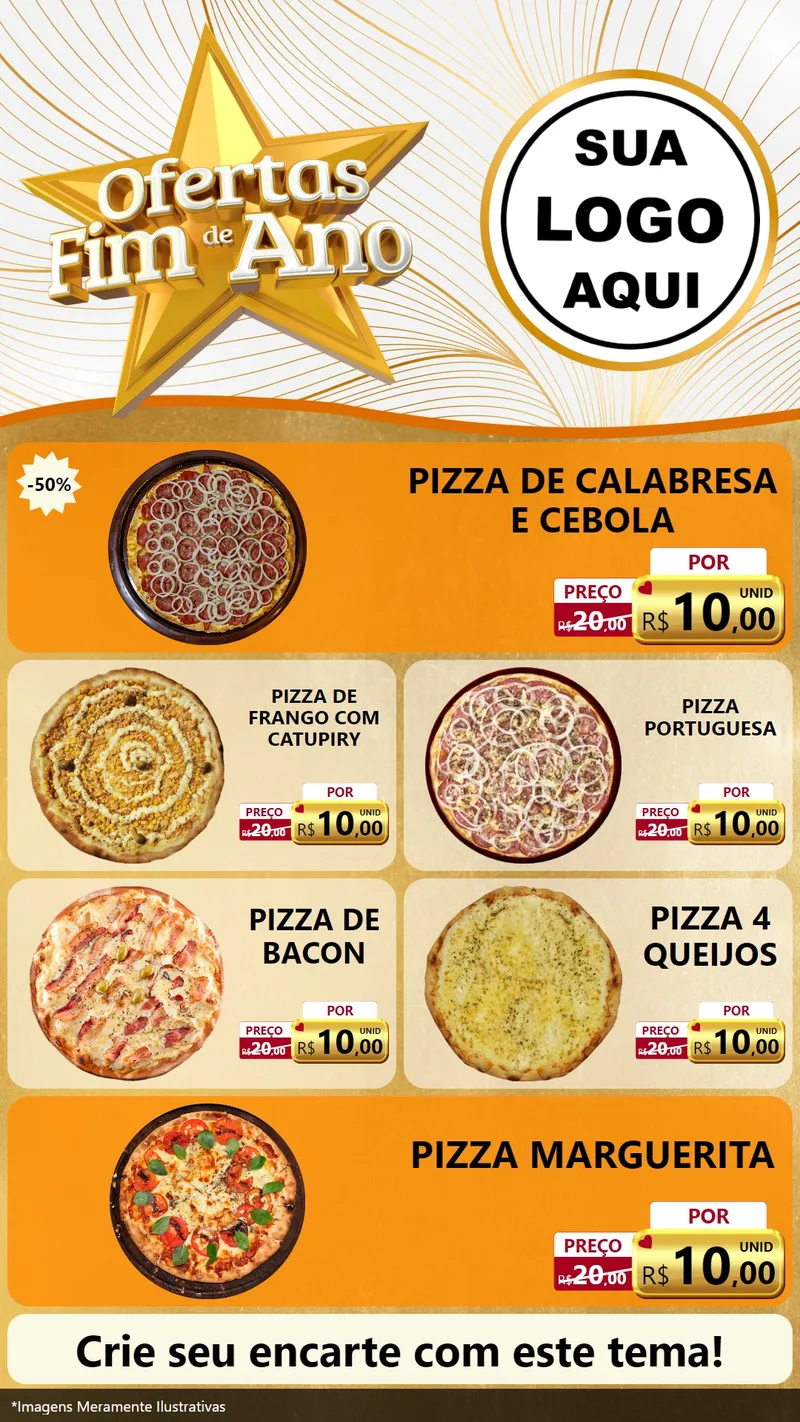 Modelo de TV para TV Vertical com o tema Ofertas Fim de Ano para Pizzaria