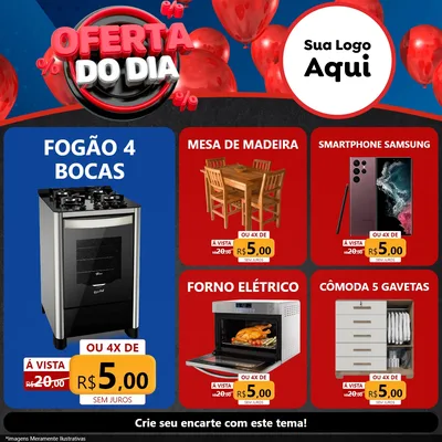 Modelo de Rede Social para Feed Facebook com o tema Oferta do Dia para Móveis e Eletro