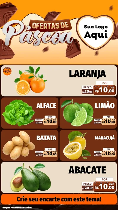 Modelo de TV para TV Vertical com o tema Ofertas de Páscoa para Hortifrúti