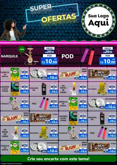 Modelo de Encarte para Encarte A4 Vertical com o tema Super Ofertas para Tabacaria