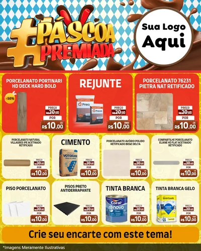 Modelo de Rede Social para Feed Instagram com o tema Páscoa Premiada para Pisos e revestimentos