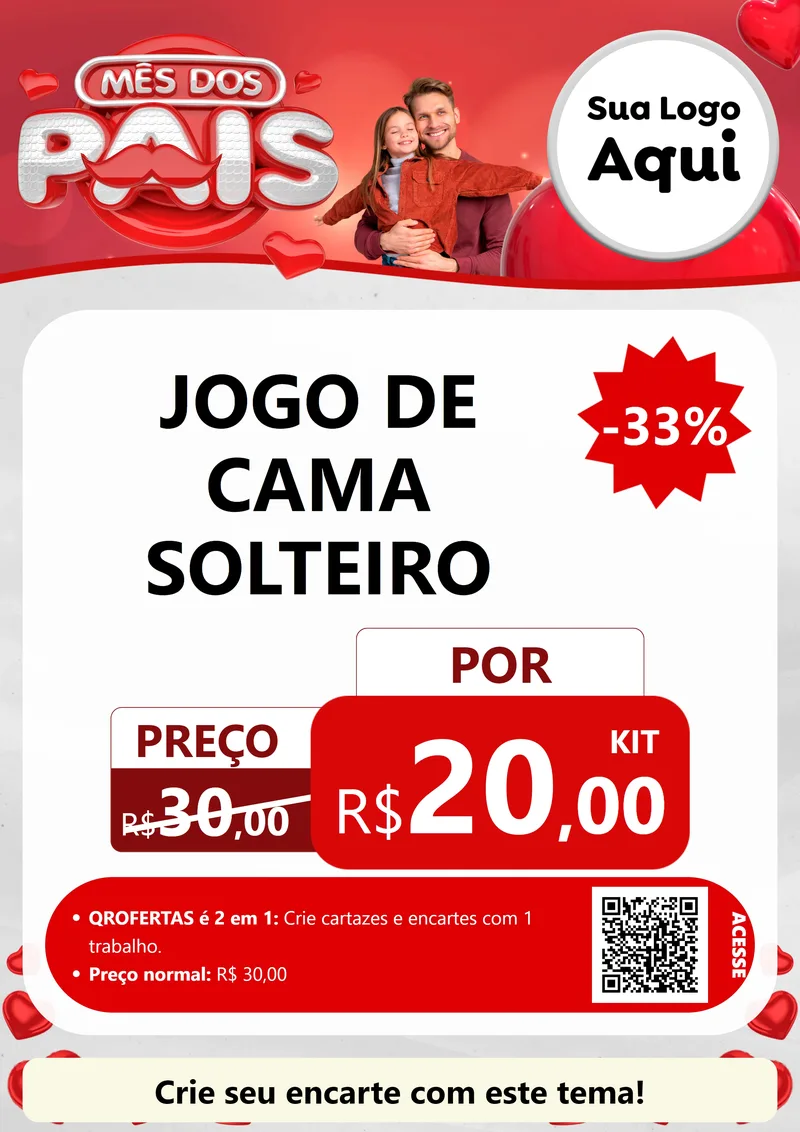 Modelo de Cartaz para Cartaz A4 Vertical com o tema Mês dos Pais para Cama, Mesa e Banho