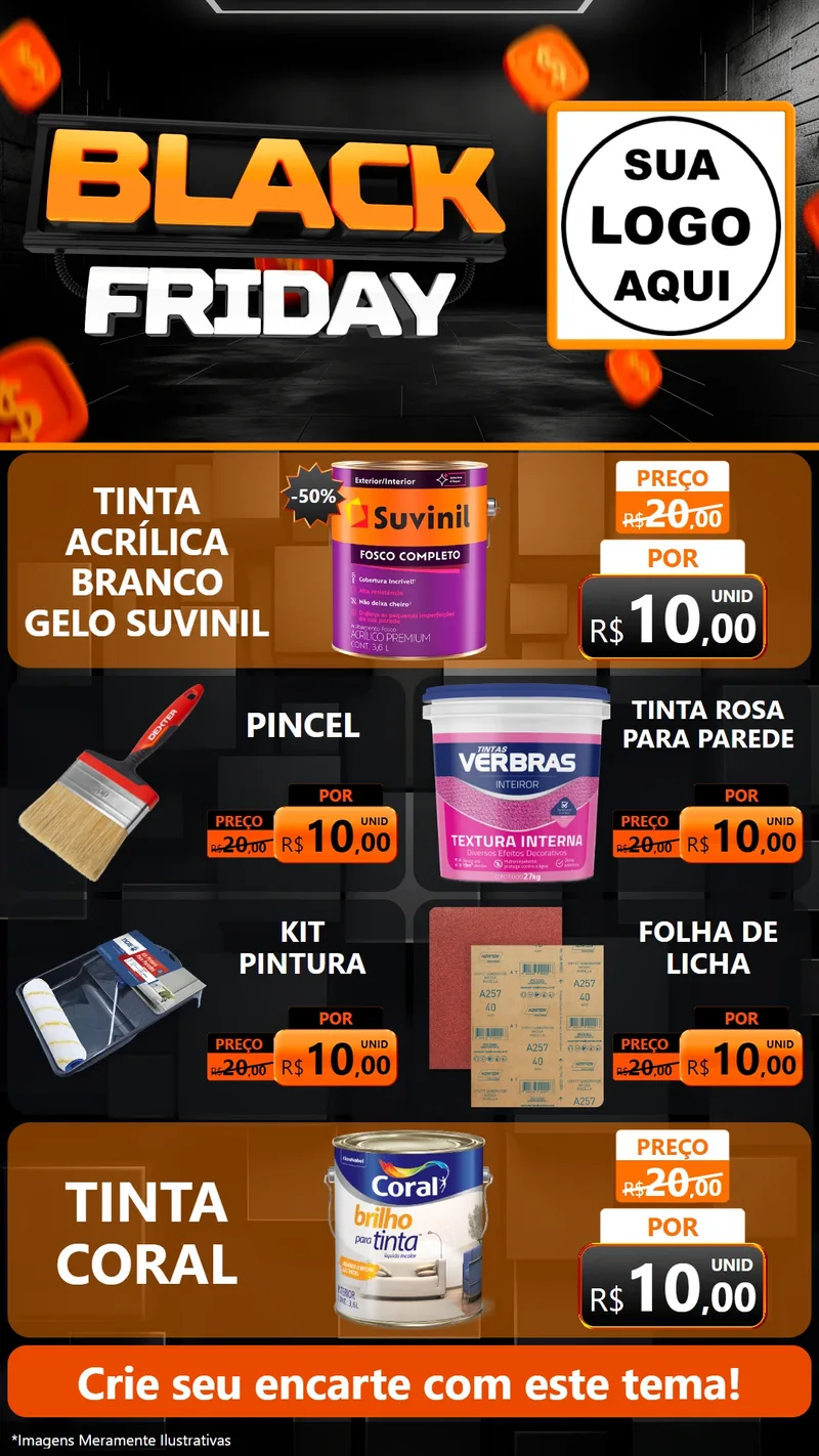 Modelo de TV para TV Vertical com o tema Black Friday para Tintas e Ferramentas