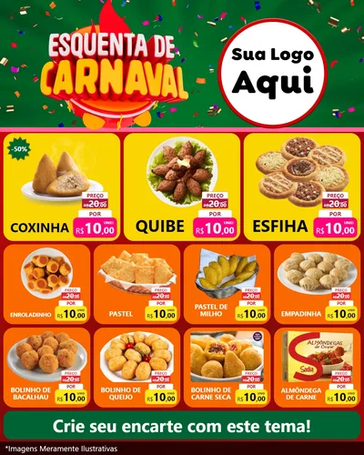 Modelo de Rede Social para Feed Instagram com o tema Esquenta de Carnaval para Salgadaria