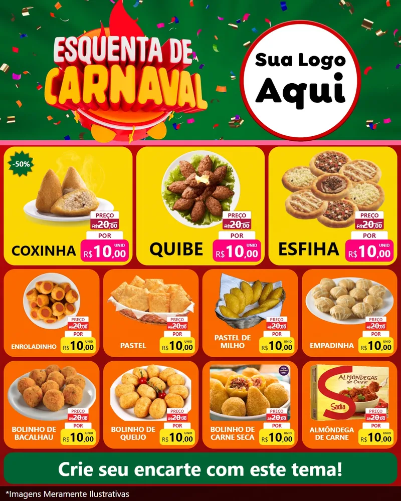 Modelo de Rede Social para Feed Instagram com o tema Esquenta de Carnaval para Salgadaria
