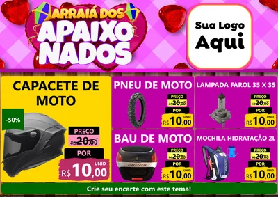 Modelo de Encarte para Encarte A4 Horizontal com o tema Arraiá dos Apaixonados para Moto peças