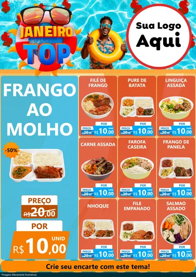 Modelo de Encarte para Encarte A4 Vertical com o tema Janeiro Top para Restaurante