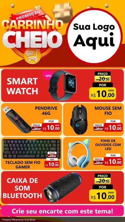 Modelo de TV para TV Vertical com o tema Promoção carrinho cheio para Informática
