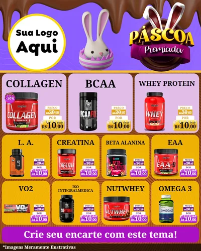 Modelo de Rede Social para Feed Instagram com o tema Páscoa Premiada para Suplementos alimentares