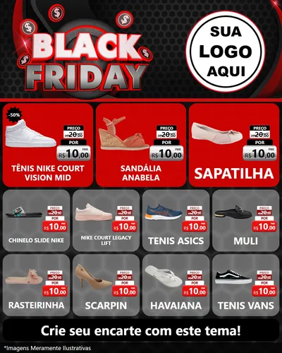 Modelo de Rede Social para Feed Instagram com o tema Black Friday para Calçados