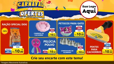 Modelo de TV para TV Horizontal com o tema Carnaval de Ofertas para Pet Shop