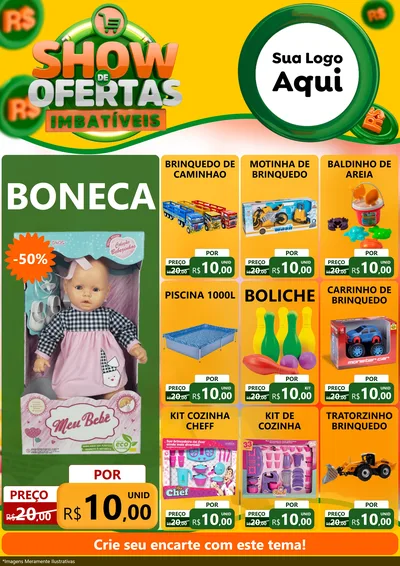 Modelo de Encarte para Encarte A4 Vertical com o tema Show de Ofertas Imbatíveis para Brinquedos