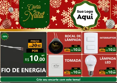 Modelo de Encarte para Encarte A4 Horizontal com o tema Natal de Ofertas para Materiais Elétricos