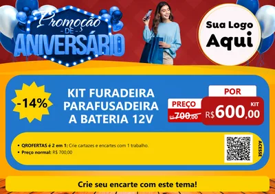 Modelo de Cartaz para Cartaz A4 Horizontal com o tema Promoção de Aniversário para Maquinas e Ferramentas