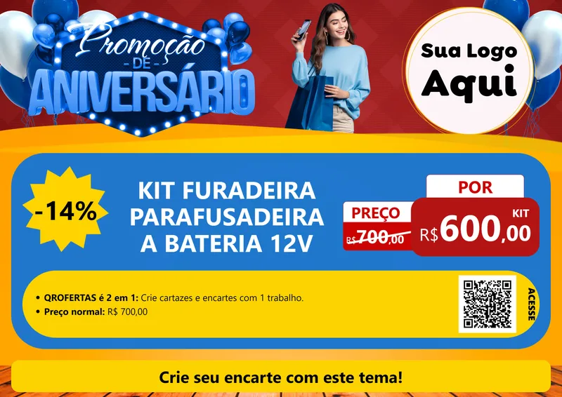 Modelo de Cartaz para Cartaz A4 Horizontal com o tema Promoção de Aniversário para Maquinas e Ferramentas