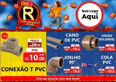 Modelo de Encarte para Encarte A4 Horizontal com o tema Dia R - O Dia Mais Barato Do Mês para Tubos e conexões